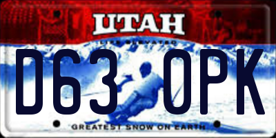 UT license plate D630PK