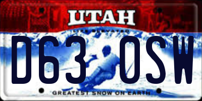 UT license plate D630SW