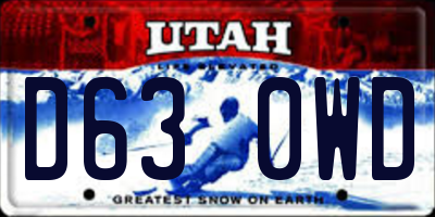 UT license plate D630WD