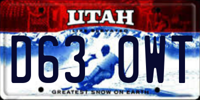 UT license plate D630WT