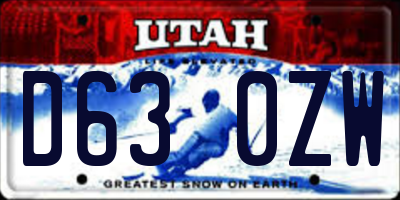 UT license plate D630ZW