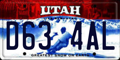 UT license plate D634AL