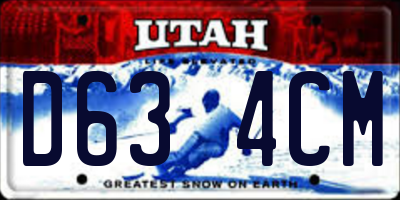 UT license plate D634CM