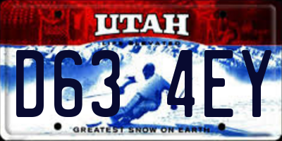UT license plate D634EY