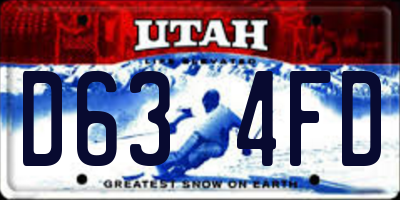 UT license plate D634FD