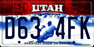 UT license plate D634FK