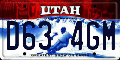 UT license plate D634GM