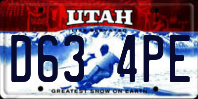 UT license plate D634PE