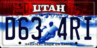 UT license plate D634RI