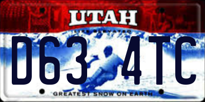 UT license plate D634TC