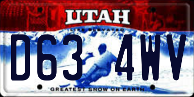 UT license plate D634WV