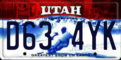 UT license plate D634YK