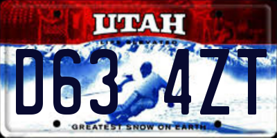 UT license plate D634ZT