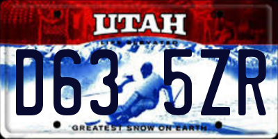 UT license plate D635ZR