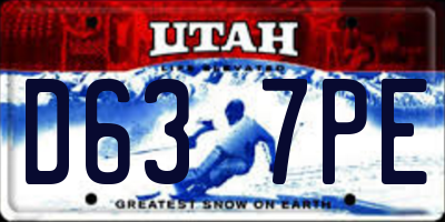 UT license plate D637PE