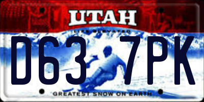 UT license plate D637PK