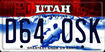 UT license plate D640SK