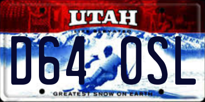 UT license plate D640SL