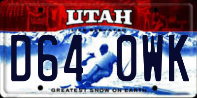UT license plate D640WK