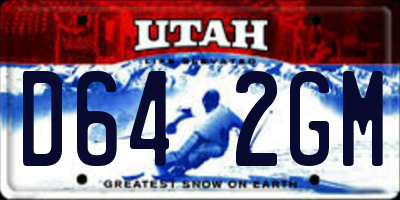 UT license plate D642GM