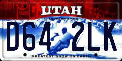 UT license plate D642LK