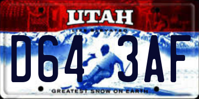 UT license plate D643AF