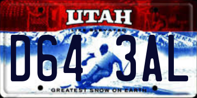 UT license plate D643AL