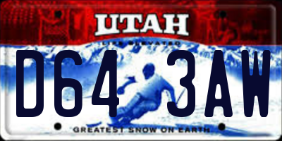 UT license plate D643AW