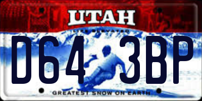 UT license plate D643BP