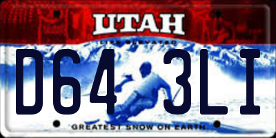 UT license plate D643LI