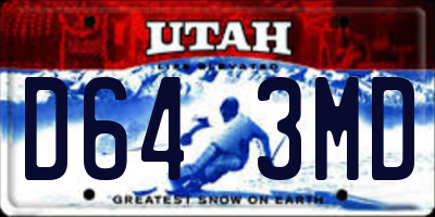 UT license plate D643MD
