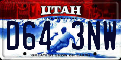 UT license plate D643NW