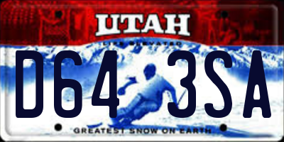 UT license plate D643SA