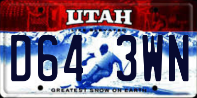 UT license plate D643WN