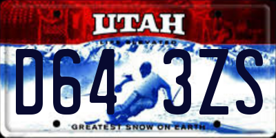 UT license plate D643ZS