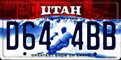 UT license plate D644BB