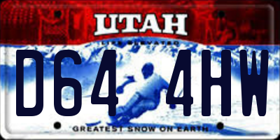 UT license plate D644HW