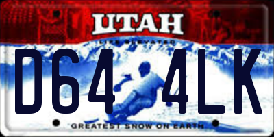 UT license plate D644LK