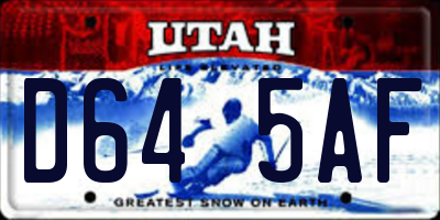 UT license plate D645AF