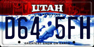 UT license plate D645FH