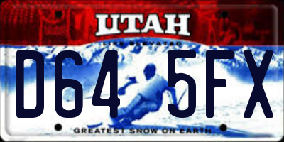 UT license plate D645FX