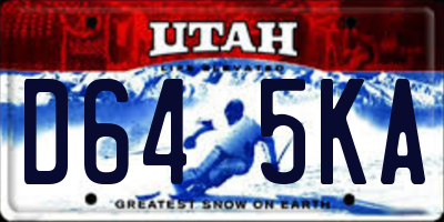 UT license plate D645KA