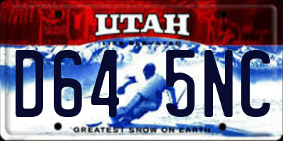 UT license plate D645NC