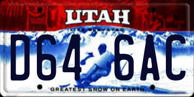 UT license plate D646AC