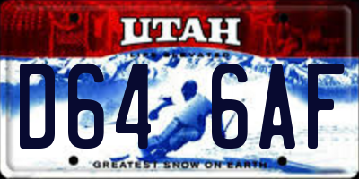 UT license plate D646AF