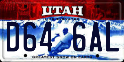 UT license plate D646AL