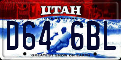 UT license plate D646BL