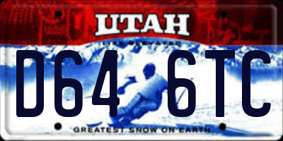 UT license plate D646TC
