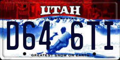 UT license plate D646TI