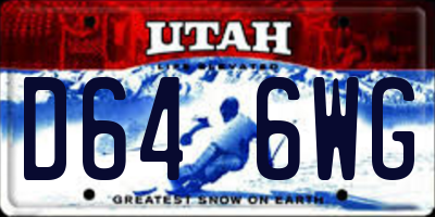UT license plate D646WG